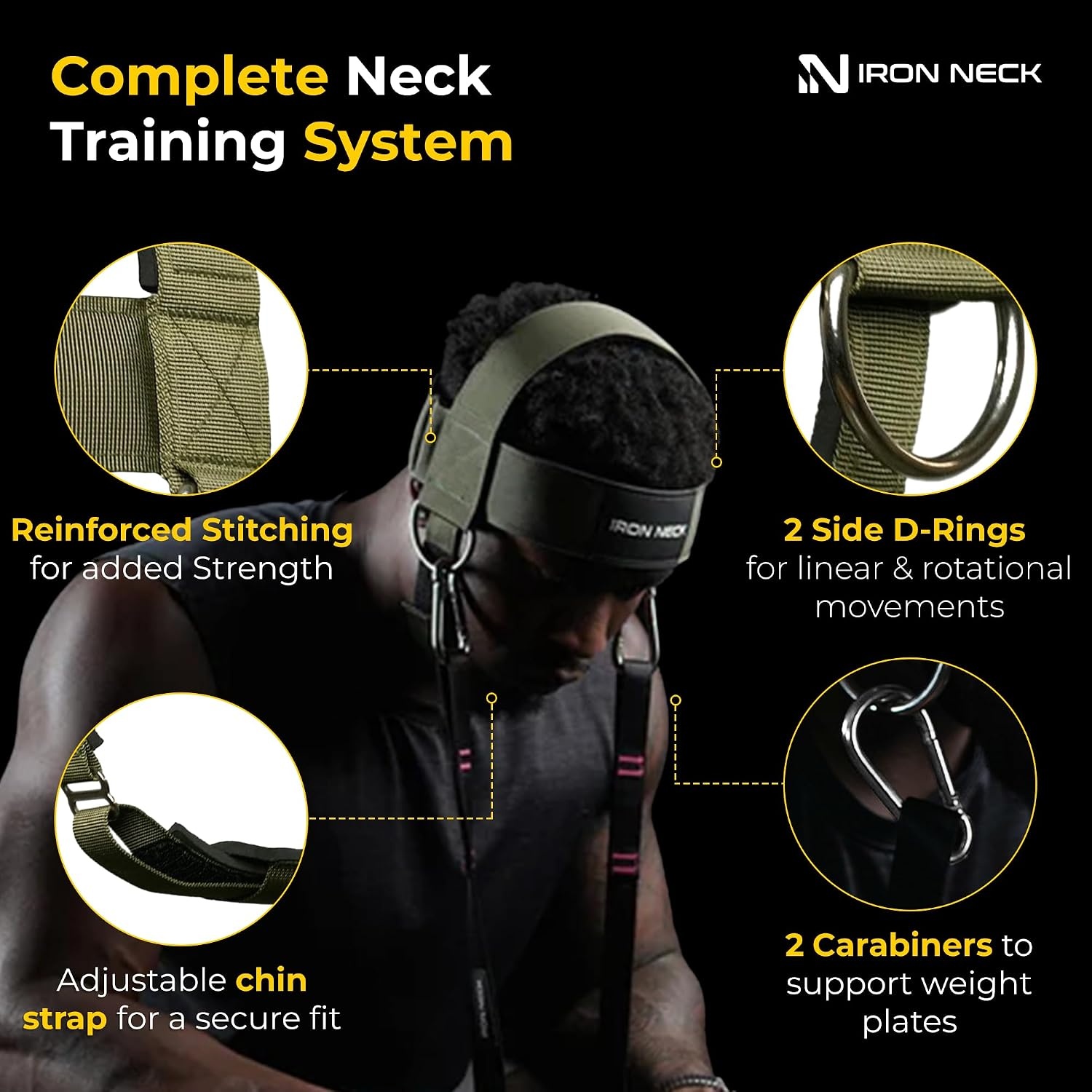 image:imageIron Neck Alpha Neck Trainer Exercise amp Workout EquipmentOlive Green Classic Harness