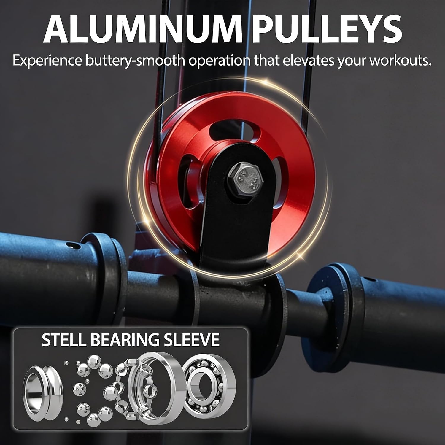 image:imageMikolo Aluminum Pulleys for Gym Equipment 1821PCS Power Rack Pulley Attachment 90mm Aluminum Alloy Bearing Gym Pulley Wheel for Home GymRed