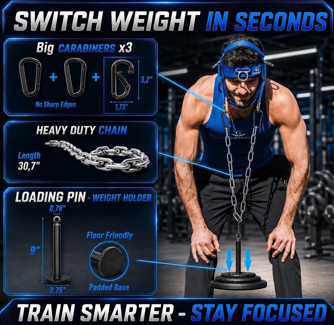 image:imageNeck Trainer Exerciser Equipment Neck Harness Weight Lifting Kit