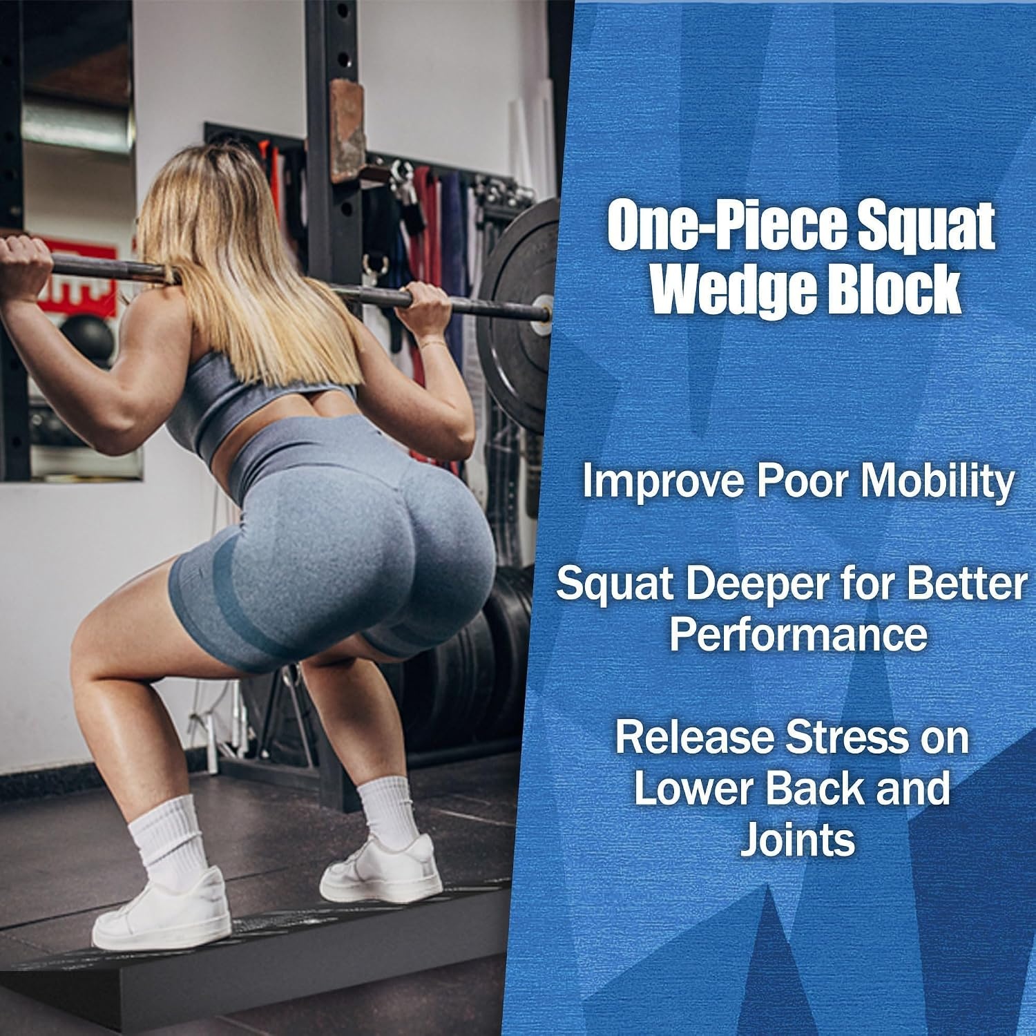 image:imageSquat Wedge Block One Piece Heel Elevated Board for Lower Body Workout1Pc Large