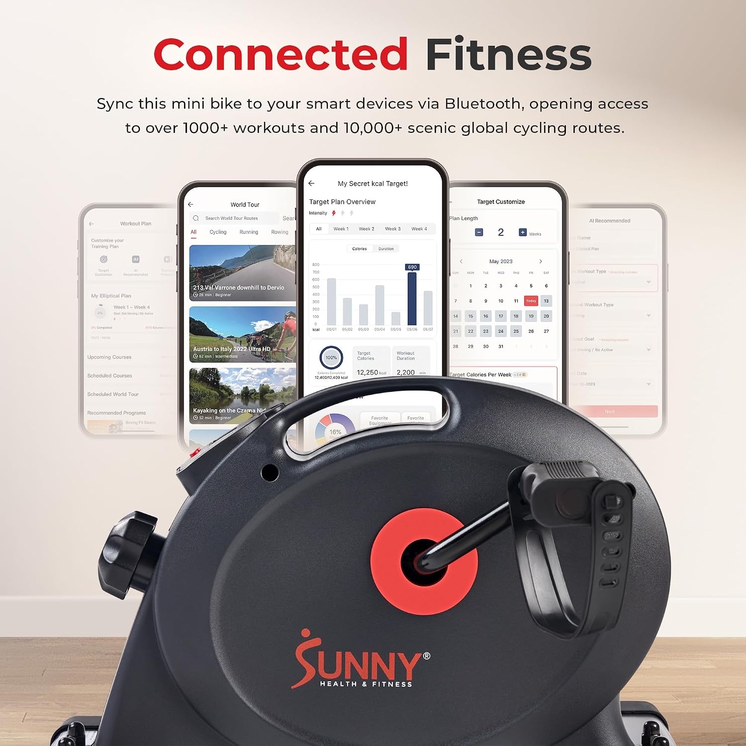 image:imageSunny Health amp Fitness Smart Mini Cycle Under Desk Pedal ArmLeg ExerciserBlack