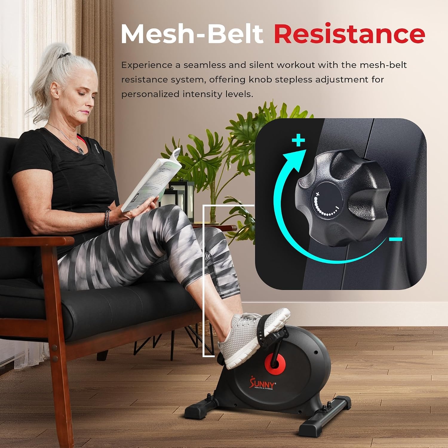 image:imageSunny Health amp Fitness Smart Mini Cycle Under Desk Pedal ArmLeg ExerciserBlack