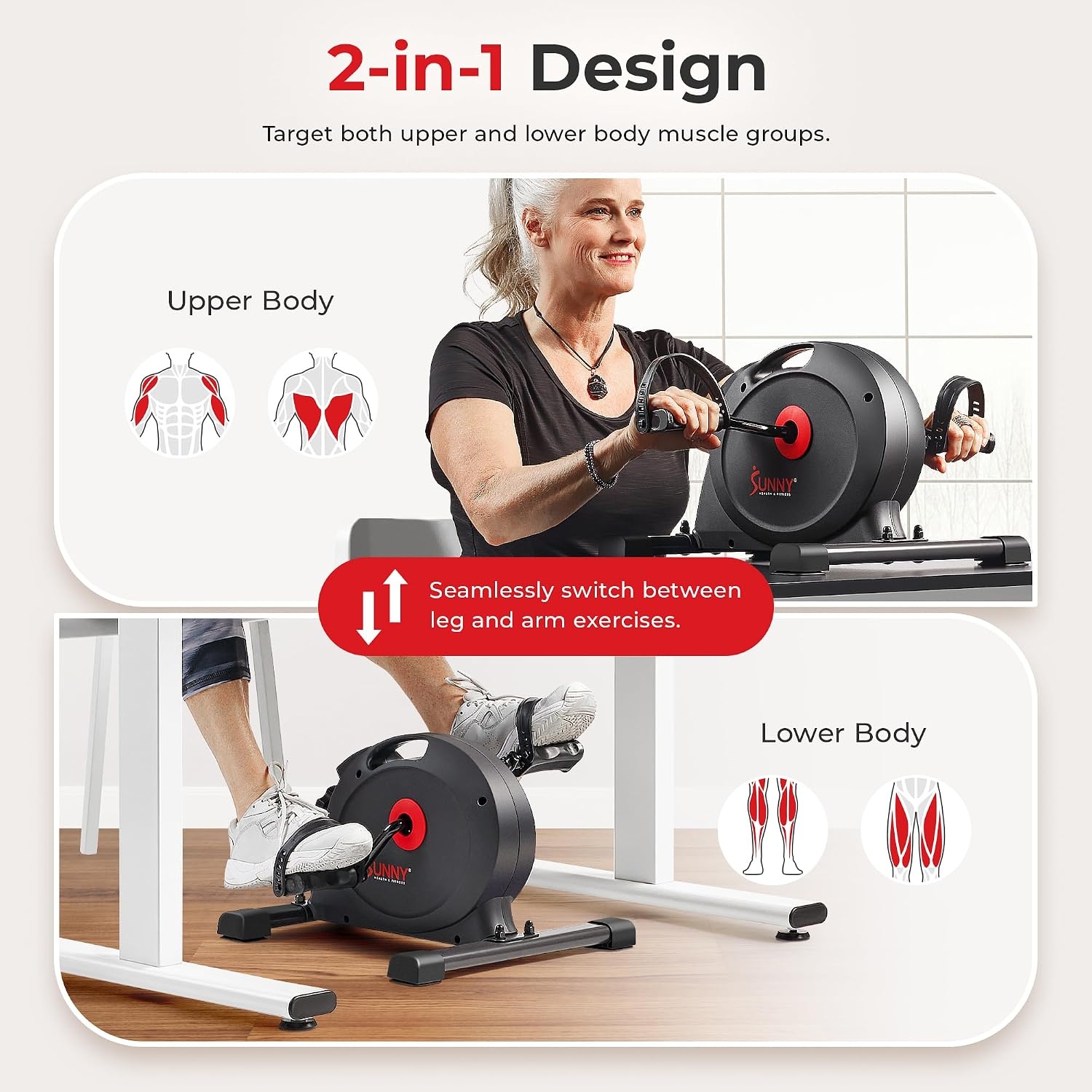 image:imageSunny Health amp Fitness Smart Mini Cycle Under Desk Pedal ArmLeg ExerciserBlack