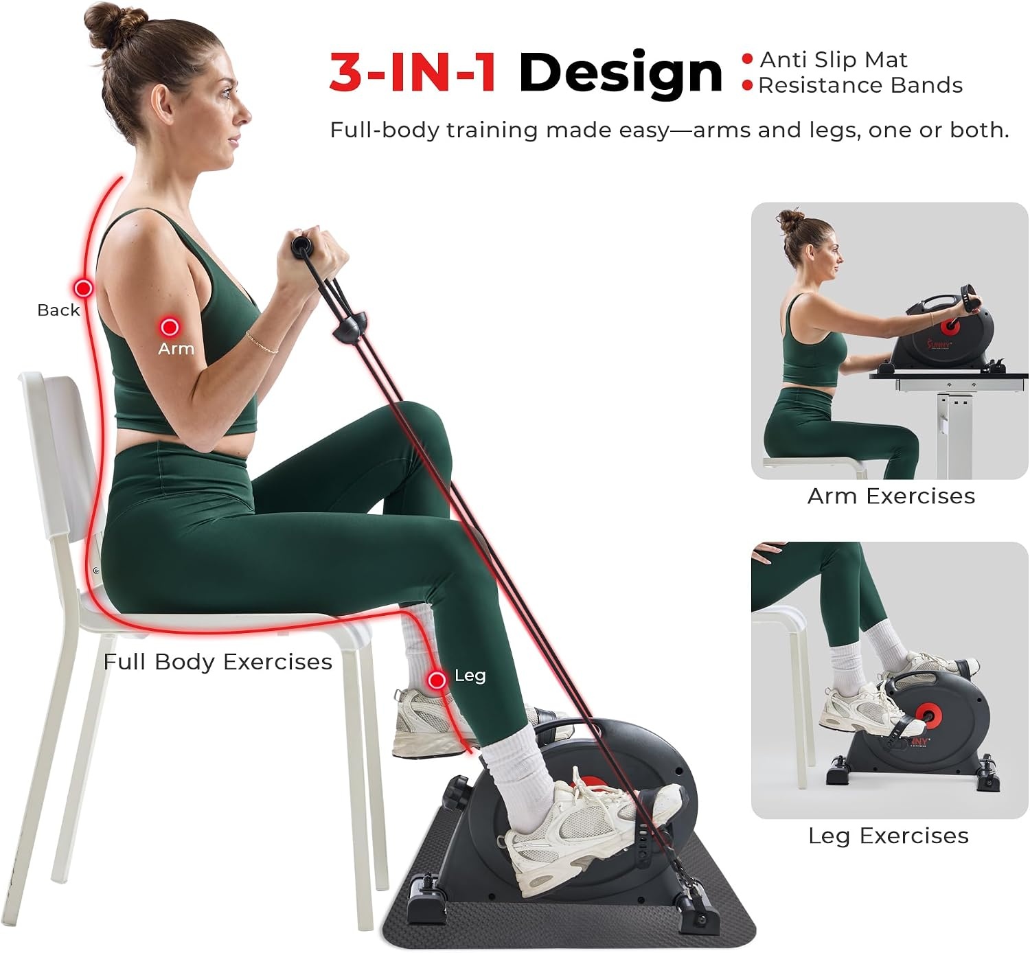 image:imageSunny Health amp Fitness Smart Mini Cycle Under Desk Pedal ArmLeg ExerciserDark Grey