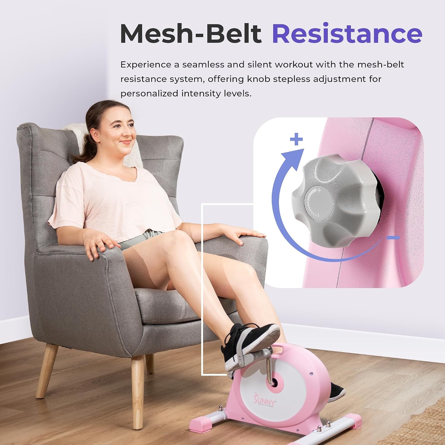 image:imageSunny Health amp Fitness Smart Mini Cycle Under Desk Pedal ArmLeg ExerciserPink