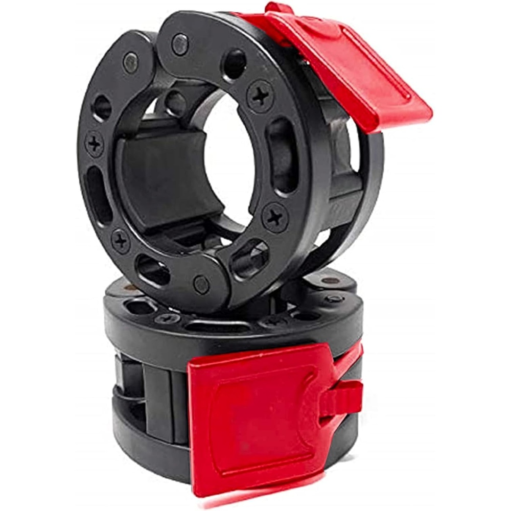 image:imageClout Fitness Olympic Barbell Clamps Collars Quick Release Pair of Locking Weight Clips Fit 2 Inch Barbell for WeightliftingBlackRed