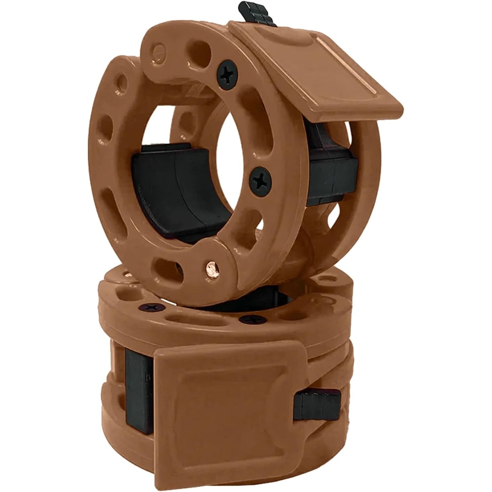 image:imageClout Fitness Olympic Barbell Clamps Collars Quick Release Pair of Locking Weight Clips Fit 2 Inch Barbell for WeightliftingBrown