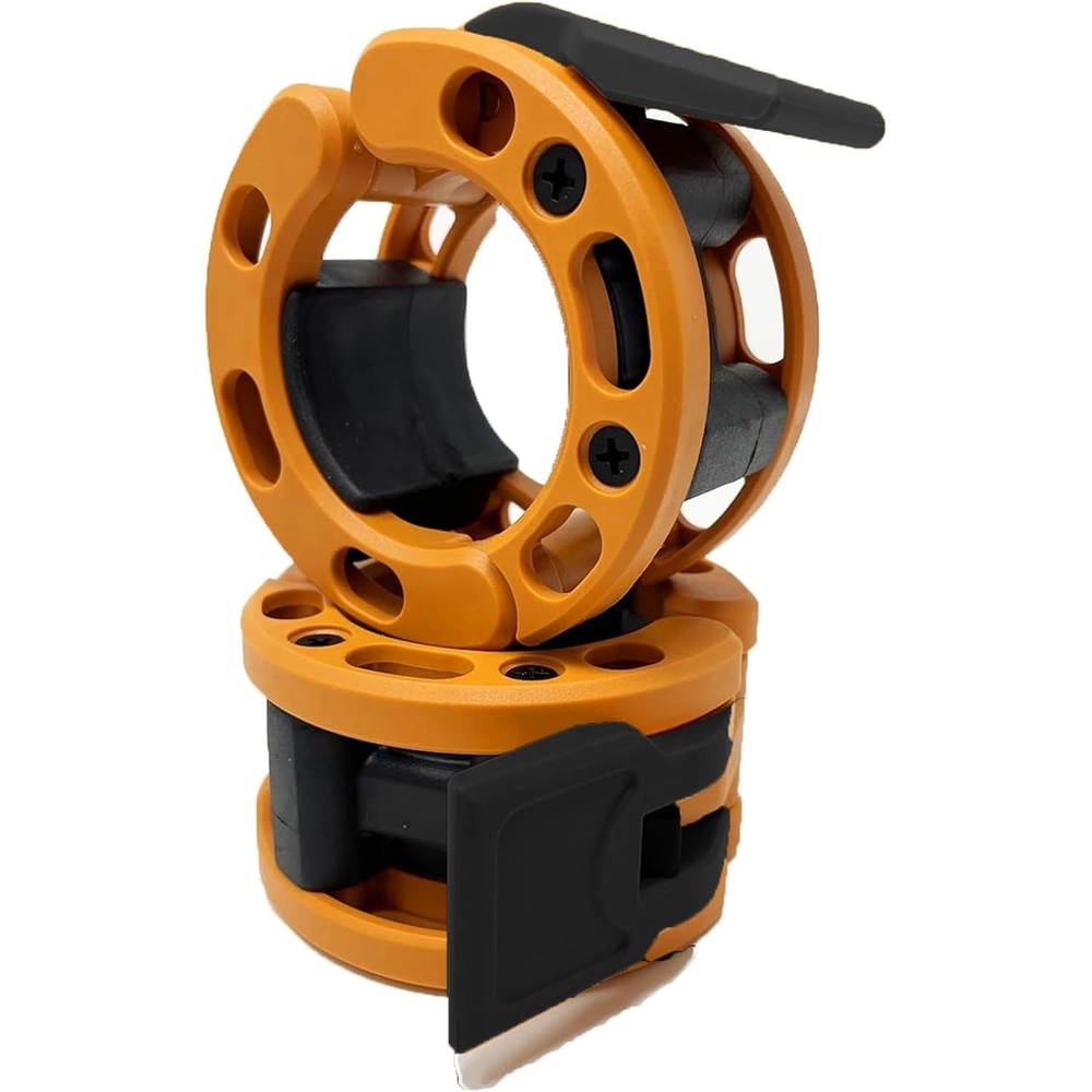 image:imageClout Fitness Olympic Barbell Clamps Collars Quick Release Pair of Locking Weight Clips Fit 2 Inch Barbell for WeightliftingOrangeBlack