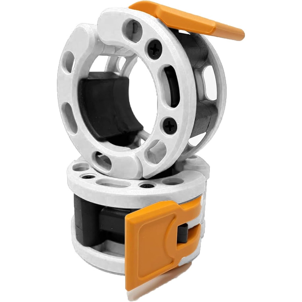 image:imageClout Fitness Olympic Barbell Clamps Collars Quick Release Pair of Locking Weight Clips Fit 2 Inch Barbell for WeightliftingWhiteOrange