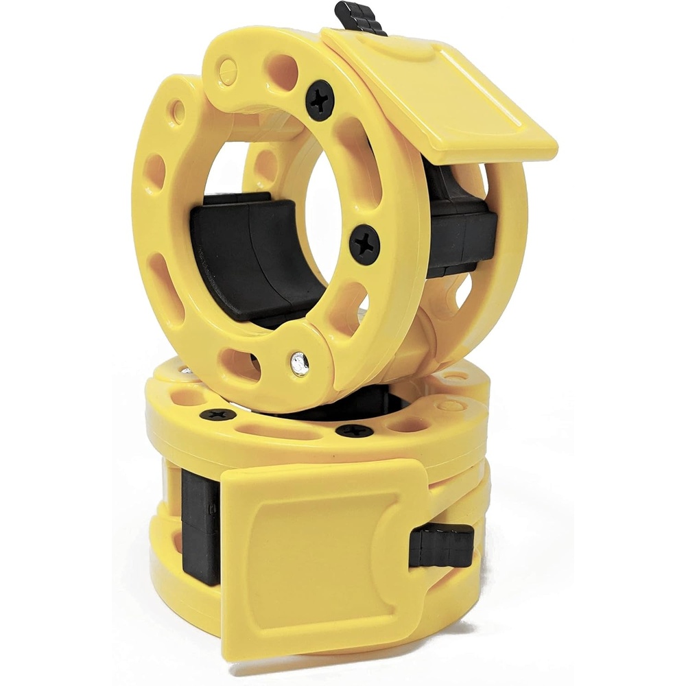 image:imageClout Fitness Olympic Barbell Clamps Collars Quick Release Pair of Locking Weight Clips Fit 2 Inch Barbell for WeightliftingYellow
