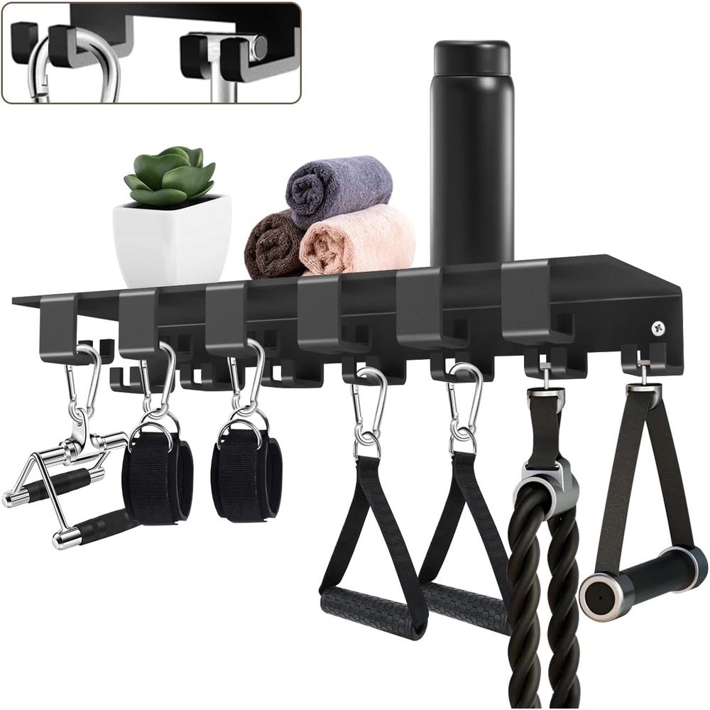 image:imageFloating Shelf Organizer Compatible with Tonal Accessories Home Gym Weight Storage Equipment Hanger Metal Rack Holder Wall Mount with Hooks TLock Adapters Bracket Hanger Workout Fitness Style 2