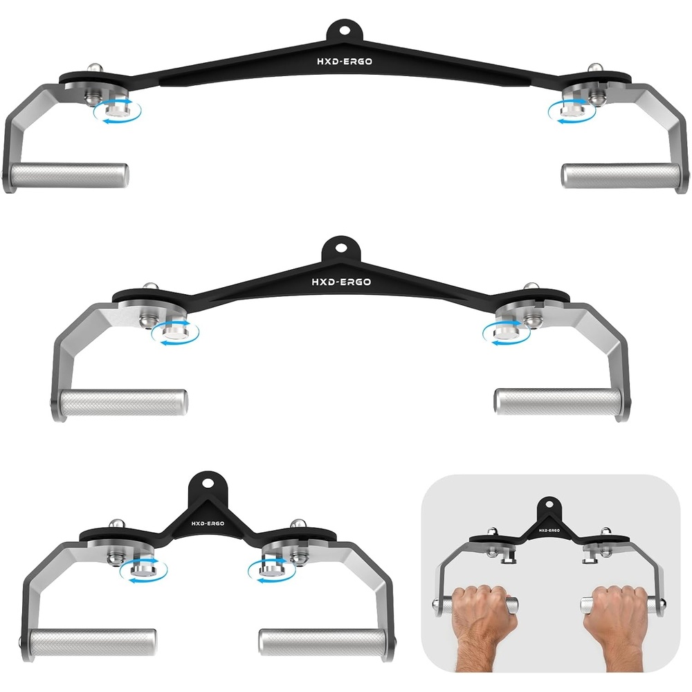 image:imageHXDERGO 360 Rotating LAT Pull Down Bar Set LAT Pulldown Attachments with 16 Lockable Angles 3 Grip Widths Cable Machine Attachment for Full Body Workout Home Gym Equipment