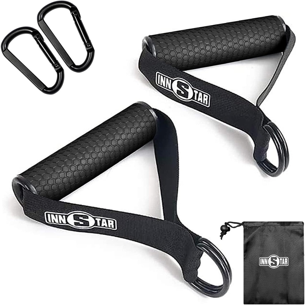 image:imageINNSTAR Cable Attachments for Gym Heavy Cable Handles with Solid ABS Core Grips D Handle Cable Attachment Cable Machine Handles for Resistance BandsHandlesBuckle