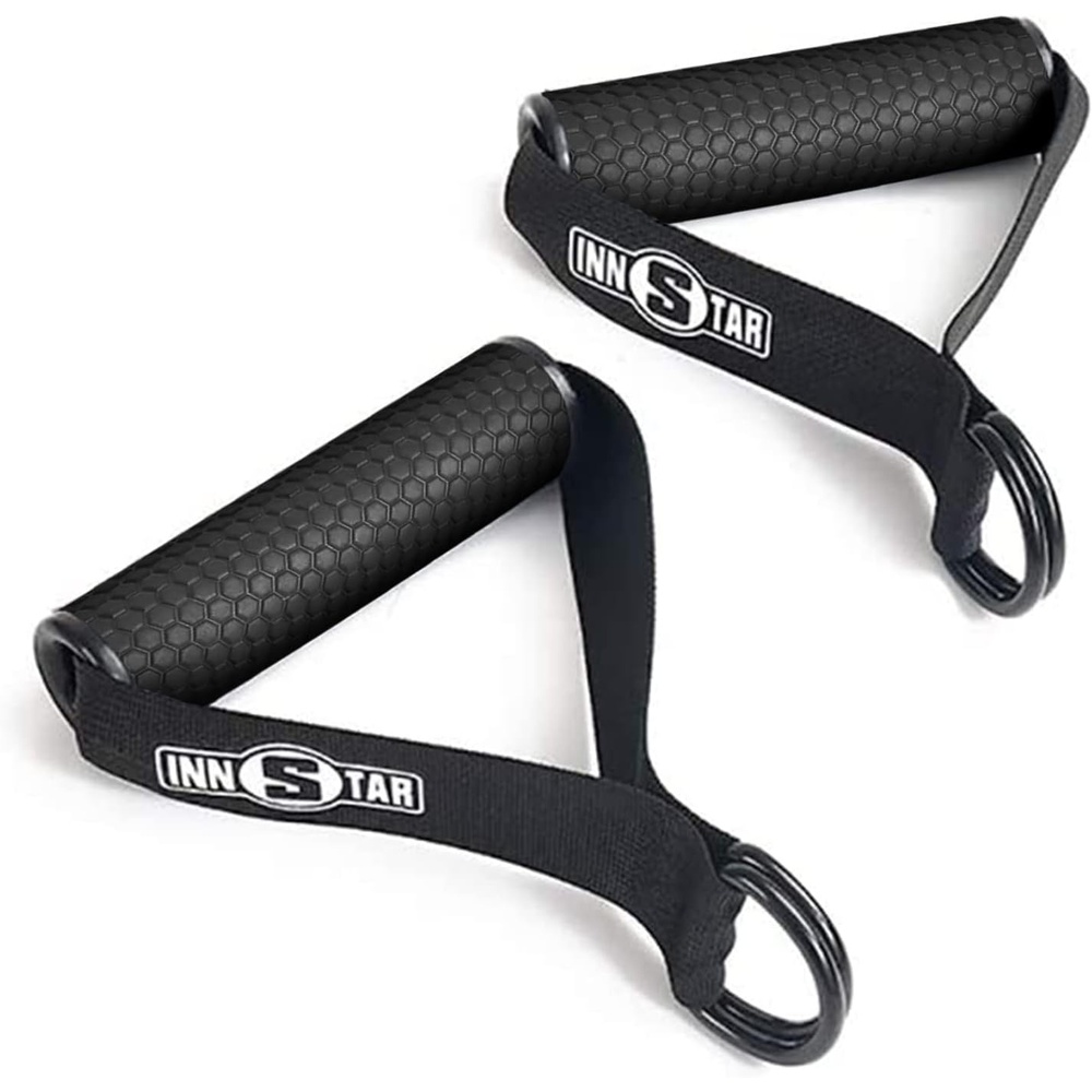 image:imageINNSTAR Cable Attachments for Gym Heavy Cable Handles with Solid ABS Core Grips D Handle Cable Attachment Cable Machine Handles for Resistance BandsSet of 2