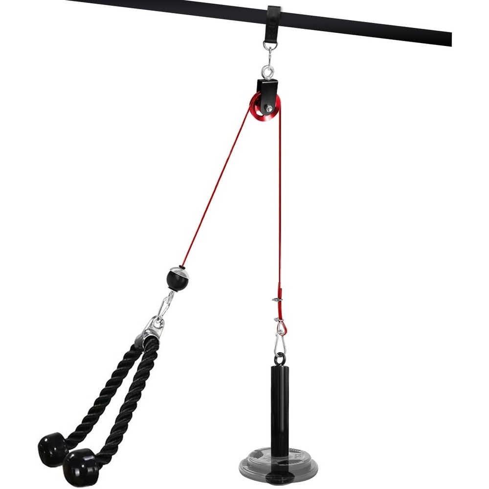 image:imageLAT and Lift Pulley System Weight Cable Machine for Power Cage amp Squat Rack LAT Pulldown Attachments for Triceps Pull Down Biceps Curl Back amp Forearm Workouts  Home Gym EquipmentRed set fit 2inch