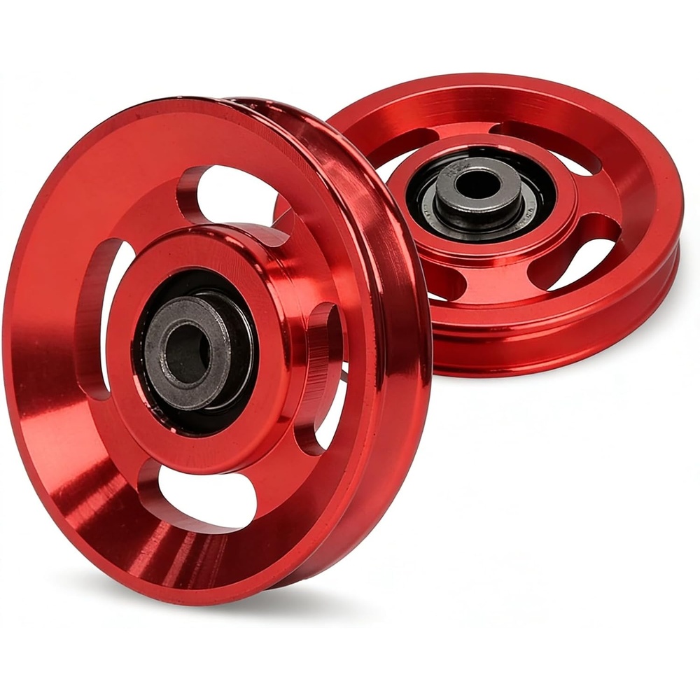 image:imageMikolo Aluminum Pulleys for Gym Equipment 1821PCS Power Rack Pulley Attachment 90mm Aluminum Alloy Bearing Gym Pulley Wheel for Home GymRed