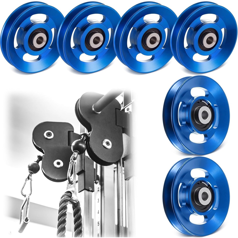 image:imageSoulchen 214 Pcs Aluminum Cable Pulley Wheel 9095mmBlue