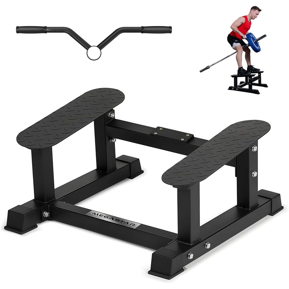 image:imageT Bar Row Platform Elevated Angled Rowing Platform for Landmine Rows DiamondPlated Footplates with UHMW Barbell Protection NonSlip Rubber Feet HeavyDuty Home Gym Back Training