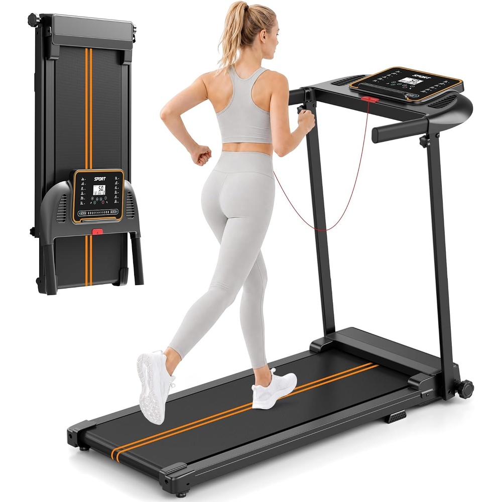 image:imageTreadmills for Home Walking Pad  Foldable Treadmill Under Desk with Handle Bar 0662 MPH Portable Folding Pads Compact Running Machine Quiet LightweightBlack