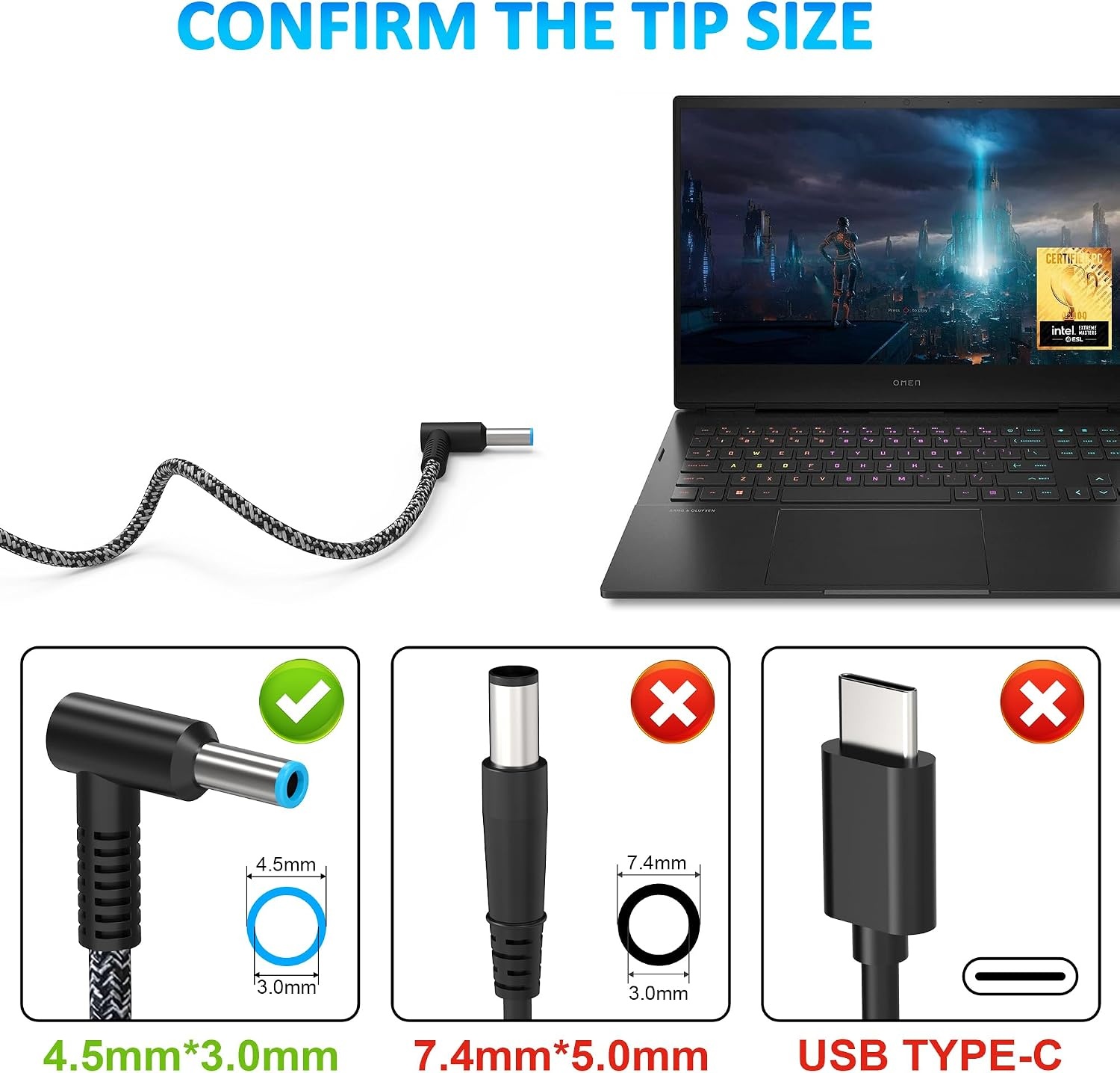 image:image200W Laptop Charger for HP Omen Pavilion Gaming 15 16 17 Victus 15 16 ZBook 15 17 Fury Create Studio Envy 15 2020TPNDA10 L00818850 L00895003 Gaming Laptop Power Adapter Supply AC Adapter64311in