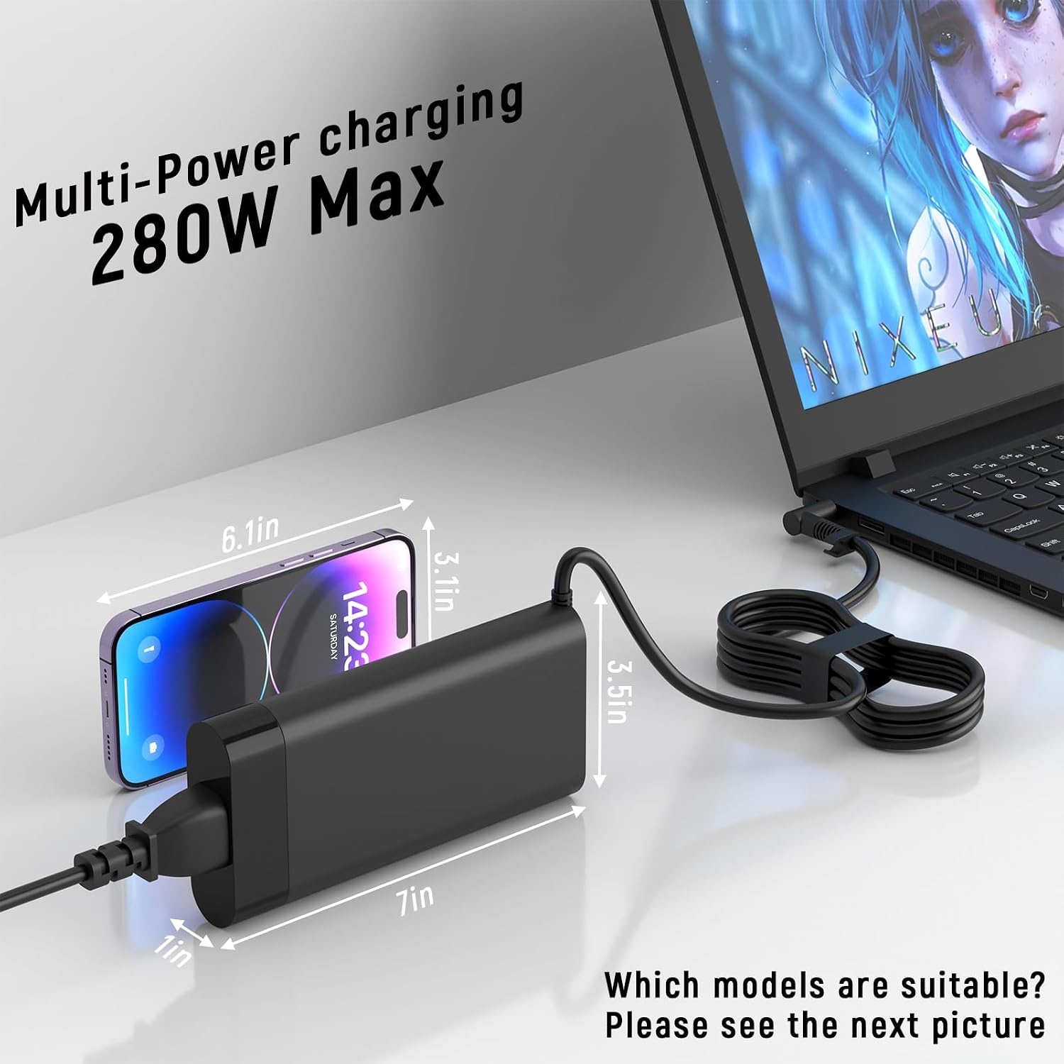 image:image280W 20V 14A 45 30MM AC Laptop Charger Compatible with HP ZBook Fury