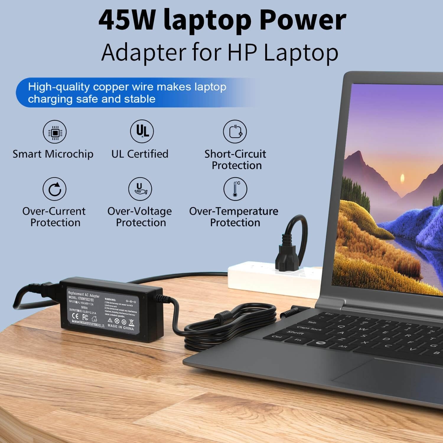 image:image45W 195V 231A Replacement for HP Laptop Charger Blue TipPavilion x360