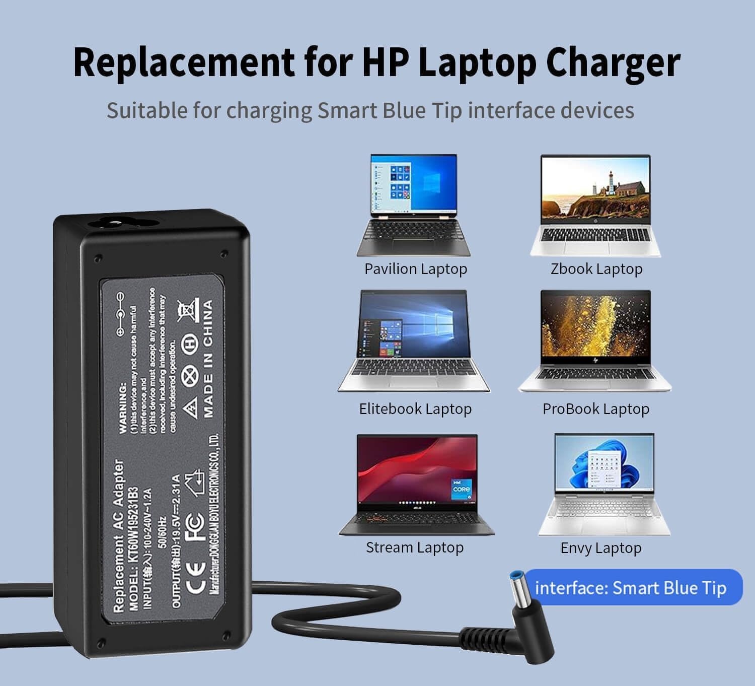 image:image45W 195V 231A Replacement for HP Laptop Charger Blue TipPavilion x360