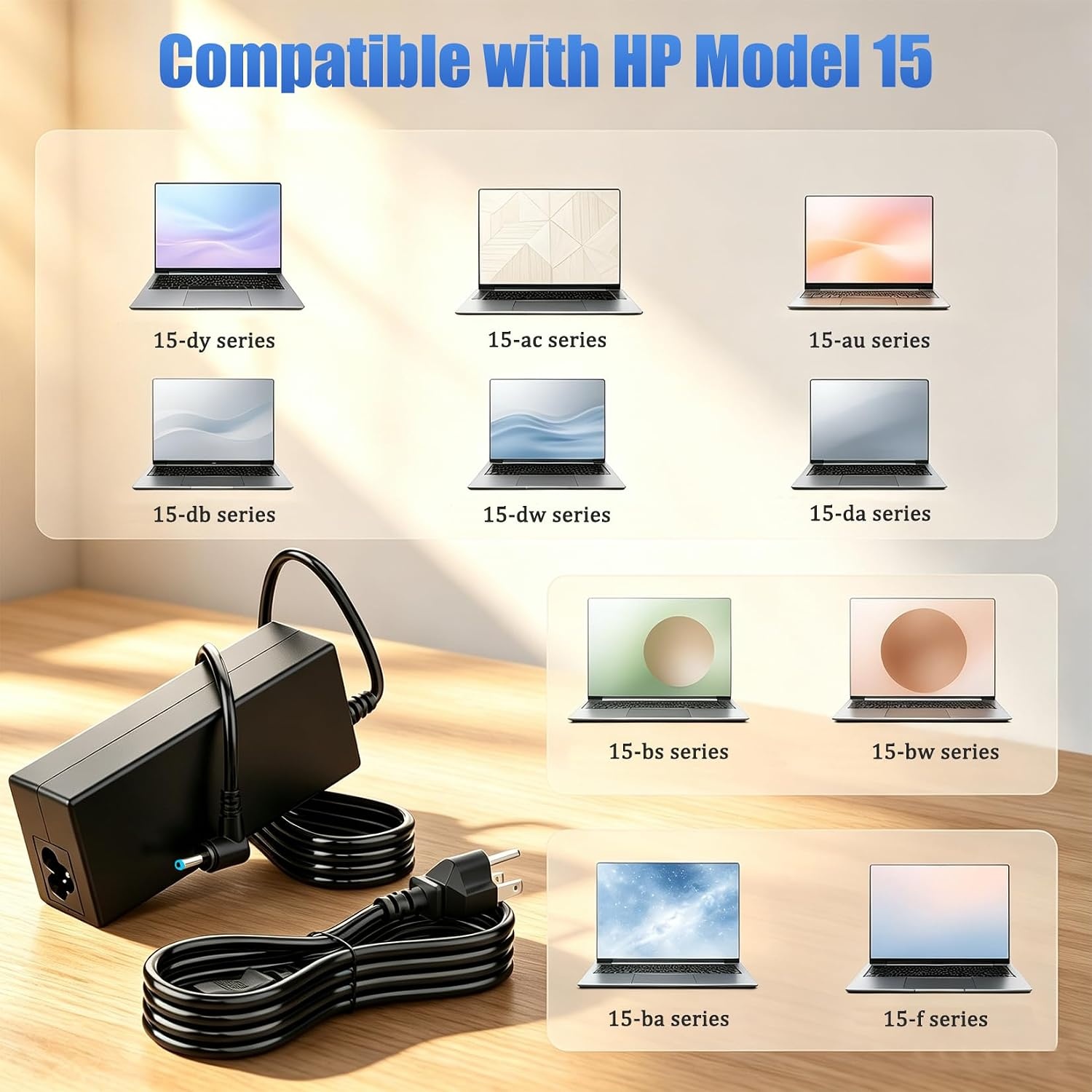 image:image65W 45W Laptop Charger Fit for HP Model 15 15dy 15dq 15da 15db 15dw 15f 15ab 15ac 15af 15an 15au 15aw 15ay 15dy5033dx 15dy2xxx 15dy1xxx 15dy2073dx 15dy2702dx