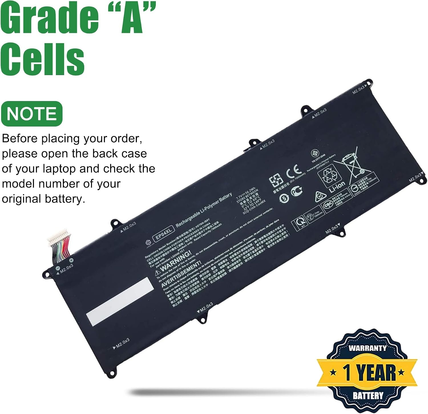 image:imageEP04XL Laptop Battery Replacement for HP Elite Dragonfly G1 2019 G2 2020 Series Notebook HSTNNIB8Y L524481C1 Black 77V 562Wh 7000mAh