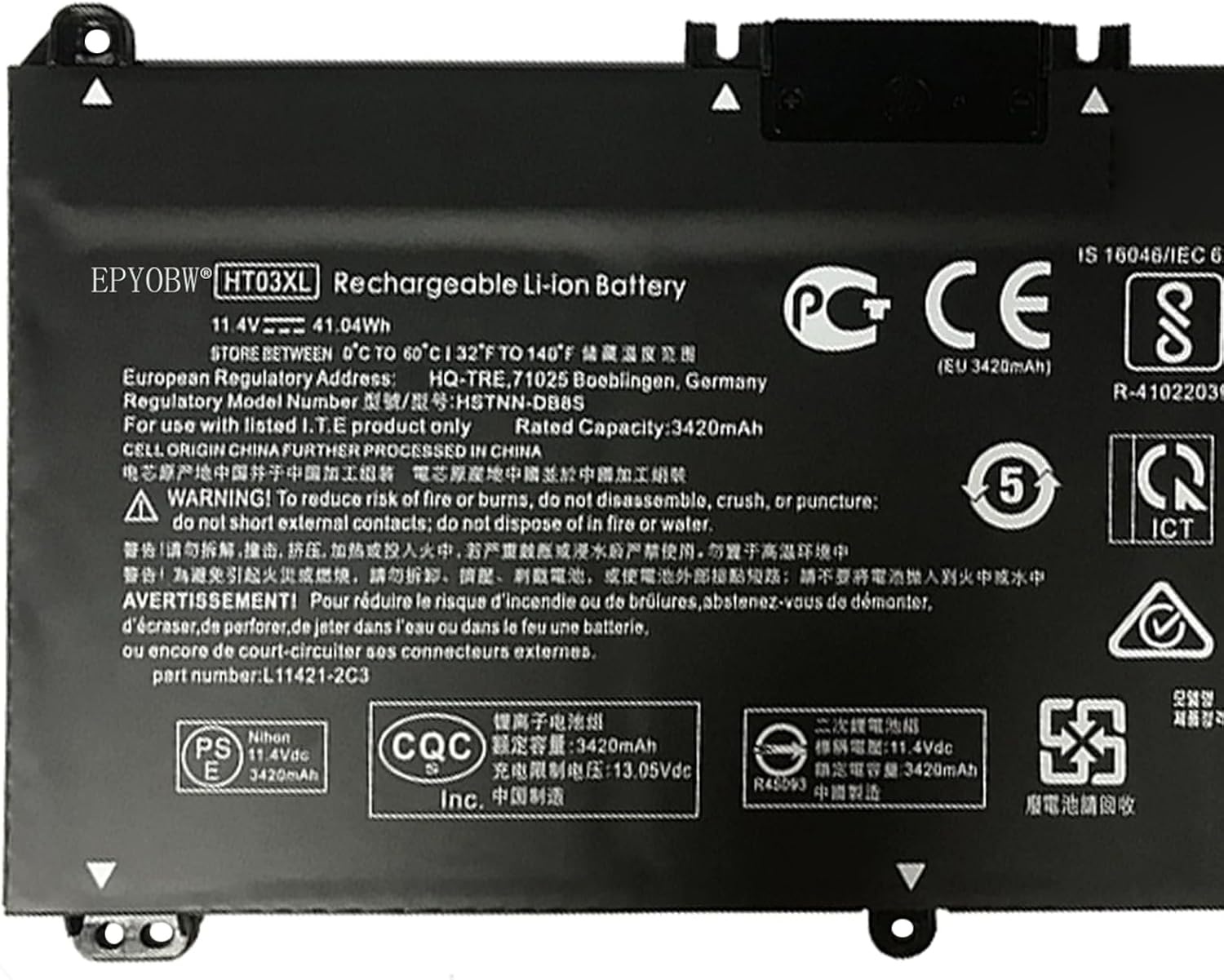 image:imageHT03XL Laptop Battery 419Wh Compatible with HP Pavilion 14CE 14CF 14QCS 15CR 15GDR 15T 17byPavilion 240 G7 Pavilion 340 G5 Envy 15T 17T Series HSTNNDB8R HSTNNDB8S HSTNNIB80