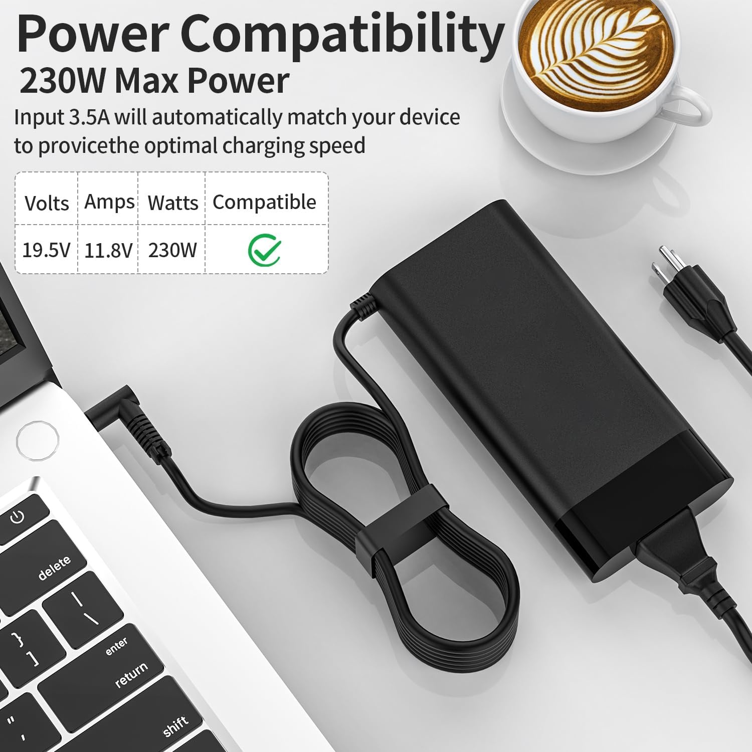 image:imageNew 230W Charger Compatible with HP Omen 15 16 Victus 16 by Gaming Laptop ZBook Fury 16 G8 G9 G10 M41303001 M85389003 195V 118A Power Supply AC Adapter 45x30 mm Blue tip Supports Fast Charging