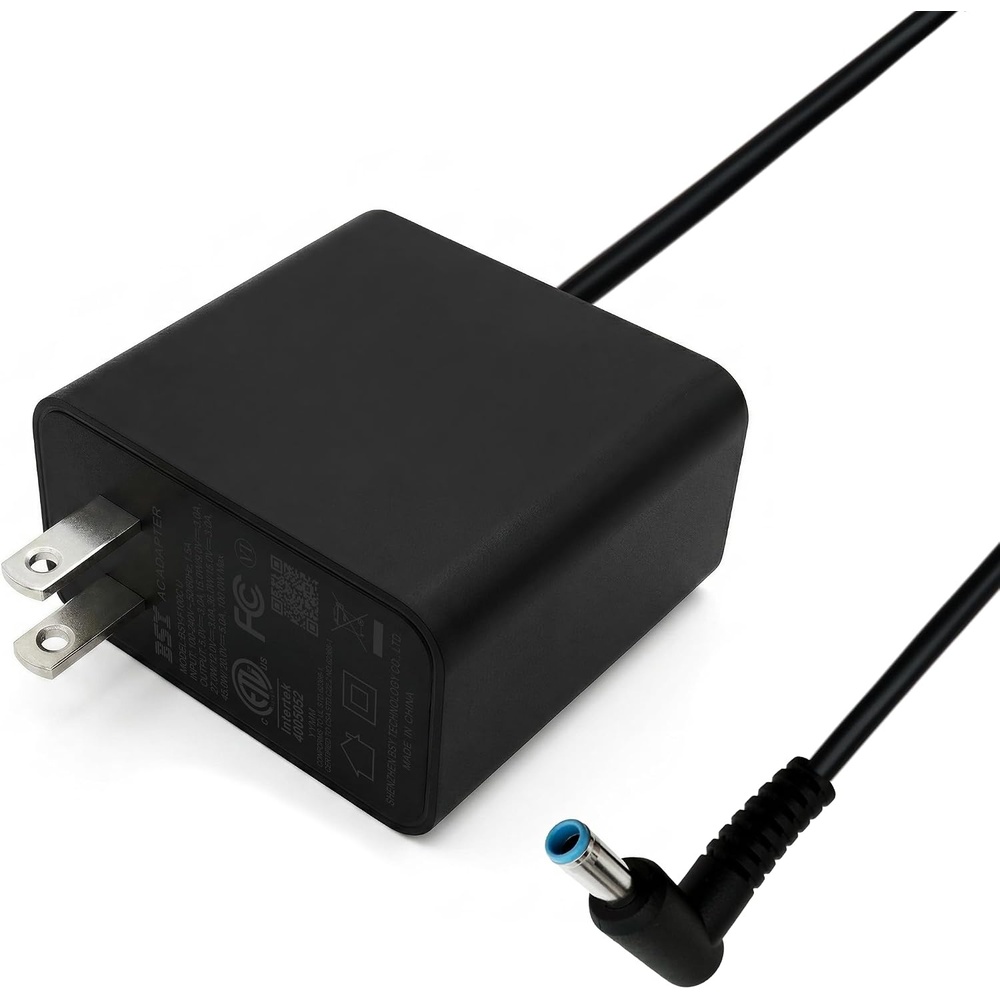 image:imageBSY Charger Compatible with HP Laptop Computer 100W Smart Blue Tip 45mm AC Adapter for Envy Pavilion Elitebook Spectre x360 Chromebook Small HP Power Supply Adapter with 6ft Fast Charging CableBlack