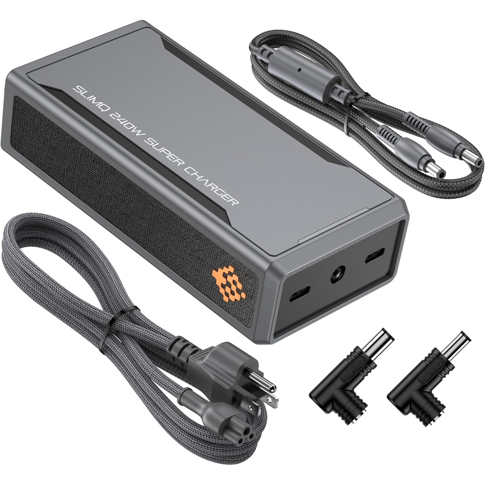 image:imageSlimQ 240W GaN Charger Bundle for HP Omen and Victus Gaming Laptops Includes F240 DC Charger and HP Adapter Tip Compact Replacement Power Adapter with 2 USBC Ports for Travel and Office