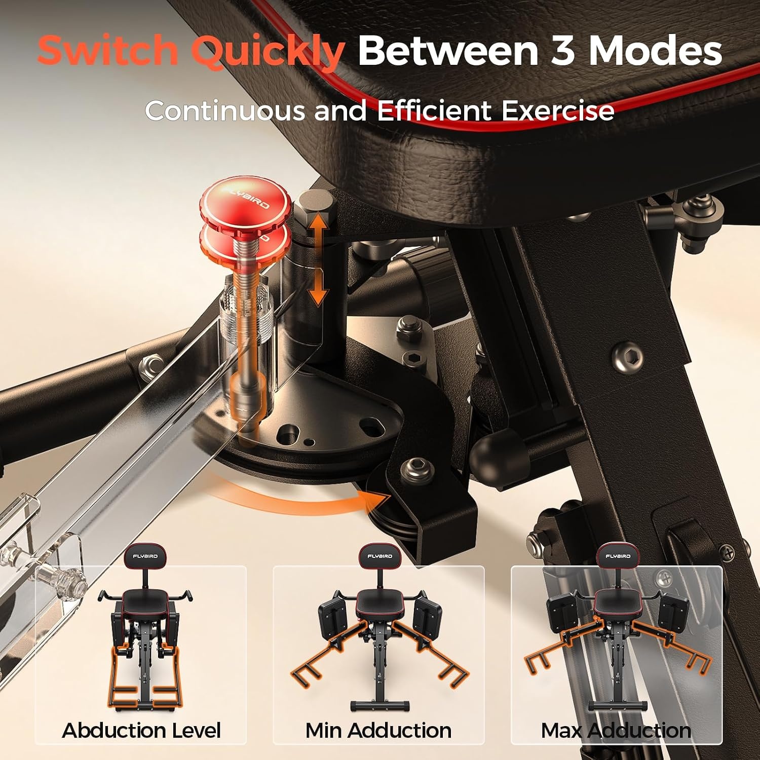 image:imageHA1 2in1 Hip Abductor and Adductor Machine Glute amp Inner Thigh Workout Equipment for Home Gym Leg Workout and Booty Builder with 6 Adjustable Resistance Bands and Dual Foot Bar