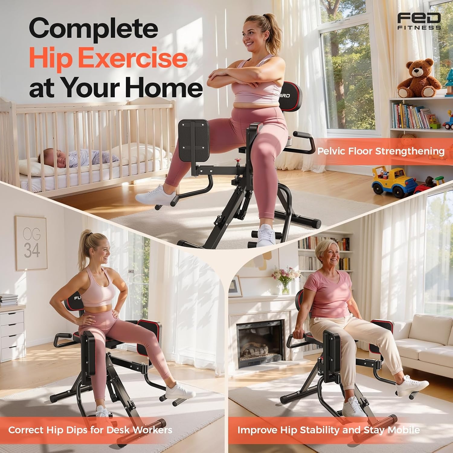 image:imageHA1 2in1 Hip Abductor and Adductor Machine Glute amp Inner Thigh Workout Equipment for Home Gym Leg Workout and Booty Builder with 6 Adjustable Resistance Bands and Dual Foot Bar