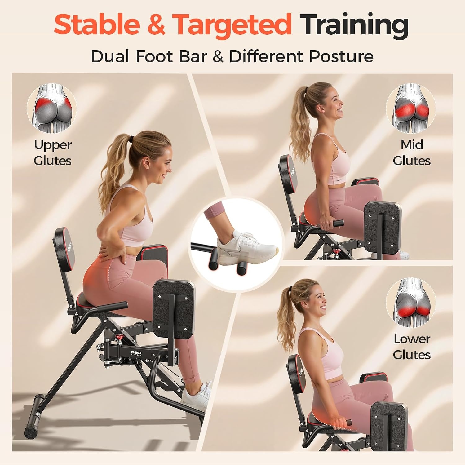 image:imageHA1 2in1 Hip Abductor and Adductor Machine Glute amp Inner Thigh Workout Equipment for Home Gym Leg Workout and Booty Builder with 6 Adjustable Resistance Bands and Dual Foot Bar