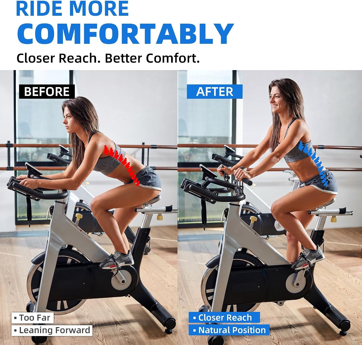 image:imageHandlebar Extenders for Indoor Exercise Bikes Compatible with Peloton amp Stationary Bikes Adjustable Upright Riding Position Comfortable Foam Grips Easy to Install