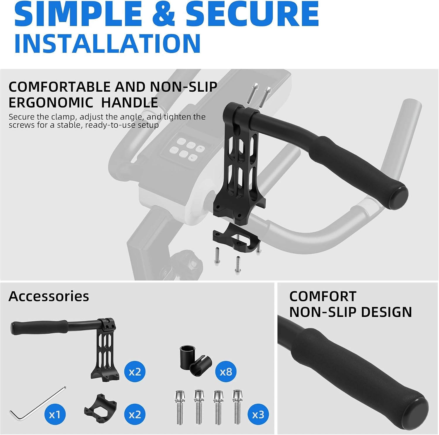 image:imageHandlebar Extenders for Indoor Exercise Bikes Compatible with Peloton amp Stationary Bikes Adjustable Upright Riding Position Comfortable Foam Grips Easy to Install