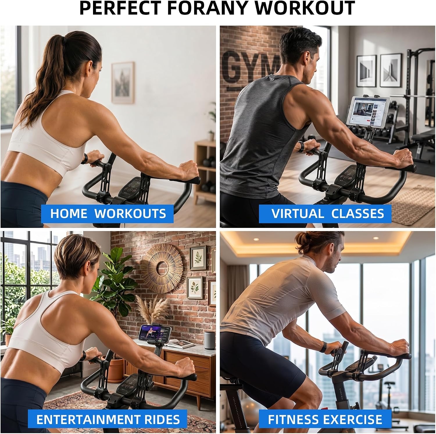 image:imageHandlebar Extenders for Indoor Exercise Bikes Compatible with Peloton amp Stationary Bikes Adjustable Upright Riding Position Comfortable Foam Grips Easy to Install