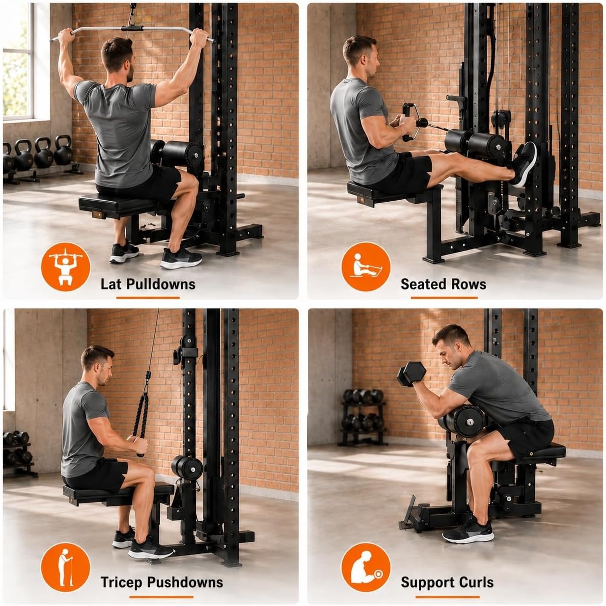 image:imageLat Pulldown Seat Attachment 4Level Height Adjustment for Home Gym