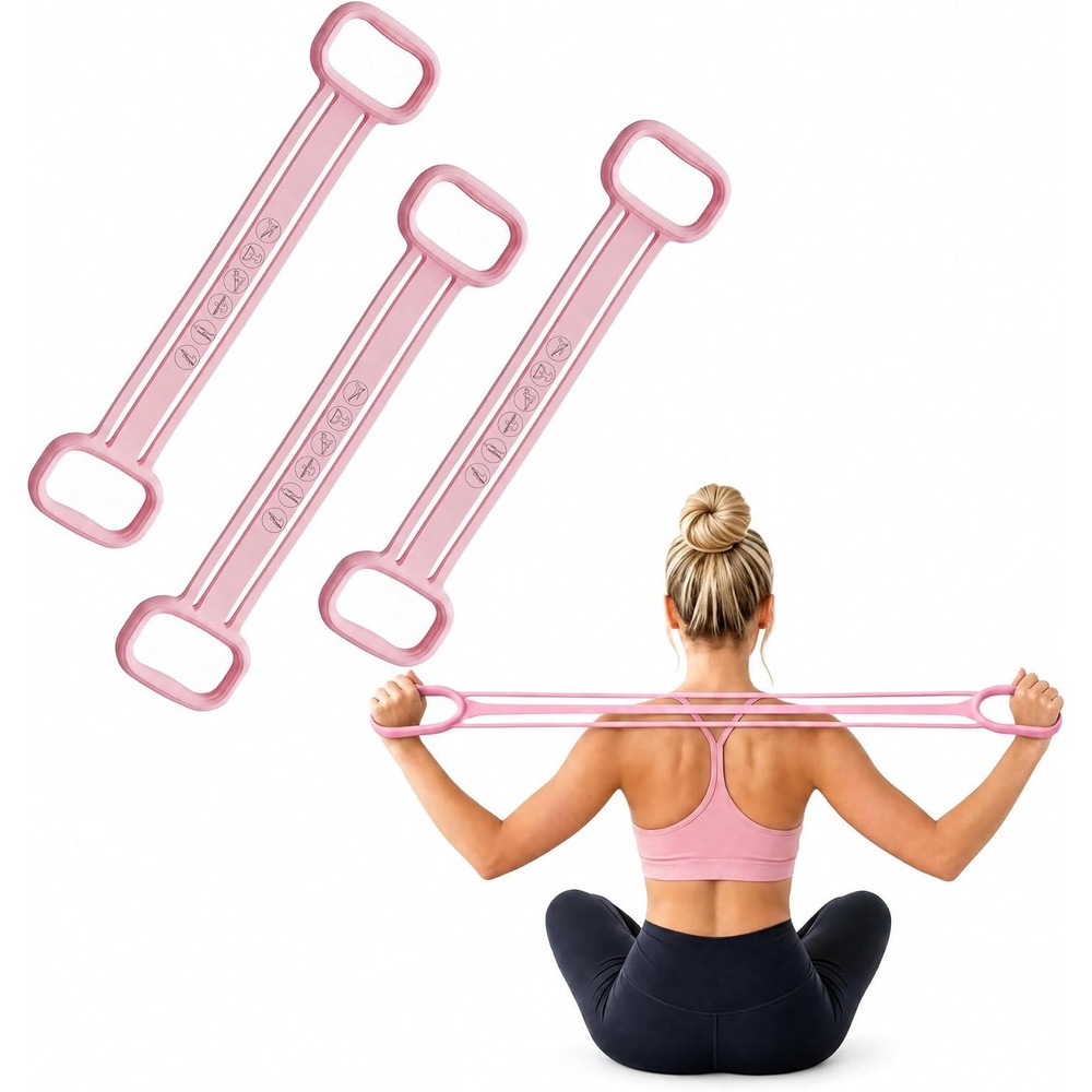 image:imageResistance Bands with Handles 3 Pack Silicone Exercise Bands for Home GymPink 3 PCS